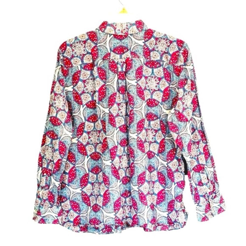 Talbots Garden Medallion Women’s Pink Blue Button Down Dress Shirt XLp Petite - Picture 3 of 16